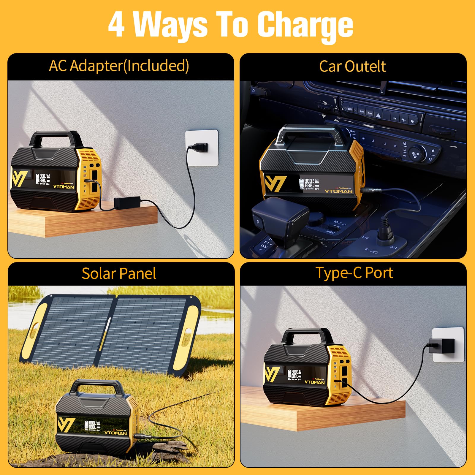 VTOMAN FlashSpeed 300 Portable Power Station, 230Wh LiFePO4